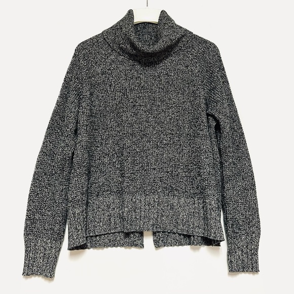 Madewell Eastbrook Turtleneck Sweater Large Cross-Back Merino Wool Blend Grey - Picture 1 of 12